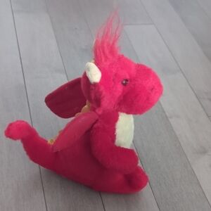 Charming Red Plush Dragon with Wings